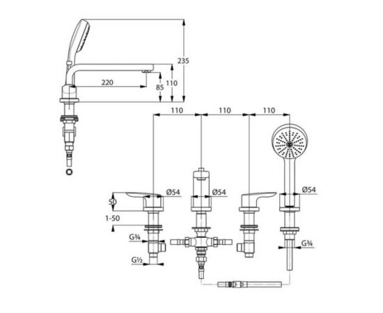 Смеситель на борт ванны Kludi Pure Solid 344230575, хром_, изображение 3