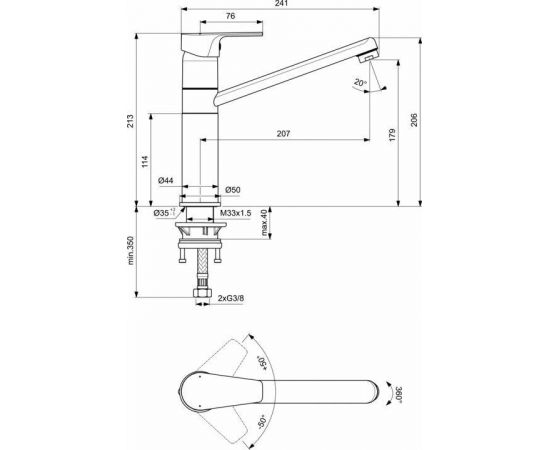 Смеситель Ideal Standard BC495AA для кухонной мойки_, изображение 3