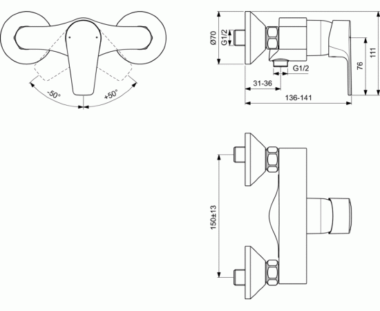 Смеситель Ideal Standard CERAFINE MODEL D BC493AA  для душа_, изображение 2