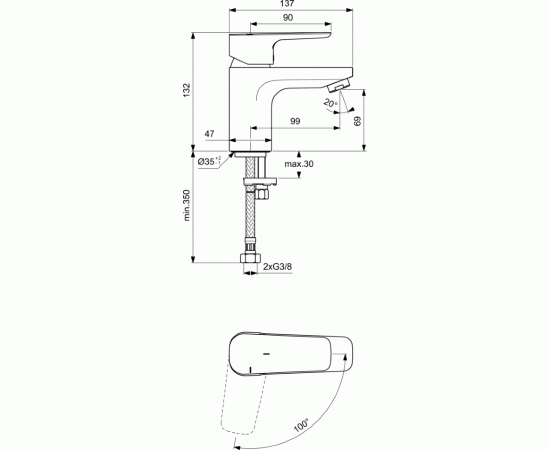 Смеситель для раковины Ideal Standard CERAPLAN III SLIM BC565AA_, изображение 2