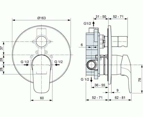 Смеситель Ideal Standard CERAFLEX A6758AA для ванны с душем_, изображение 2