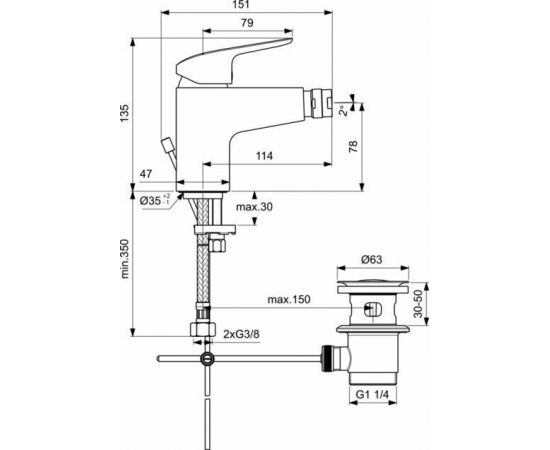 Смеситель Ideal Standard CERAFLEX B1718AA для биде_, изображение 5