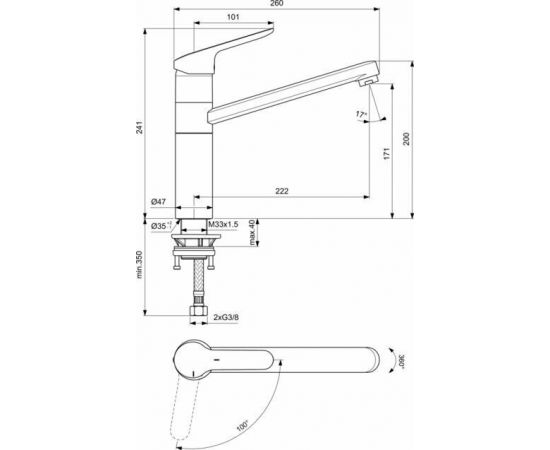 Смеситель Ideal Standard CERAFLEX BC135AA для кухонной мойки_, изображение 3