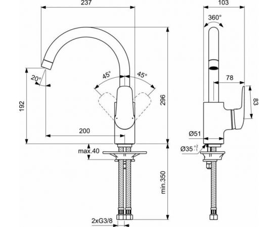 Смеситель Ideal Standard CERAFLEX B1727AA для кухонной мойки_, изображение 4