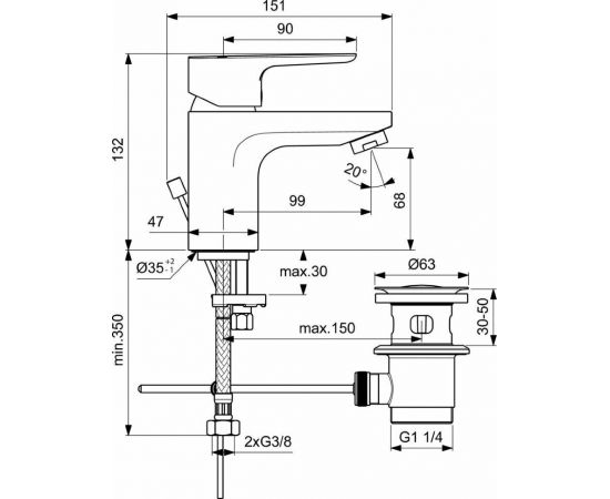 Смеситель для раковины Ideal Standard CERAPLAN III SLIM BC559AA_, изображение 5