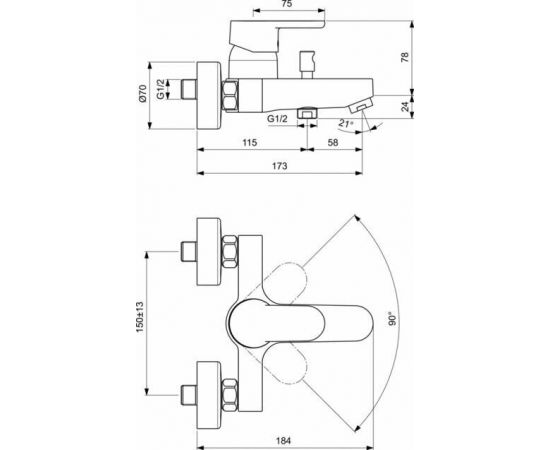 Смеситель Ideal Standard VITO B0412AA для ванны с душем_, изображение 3