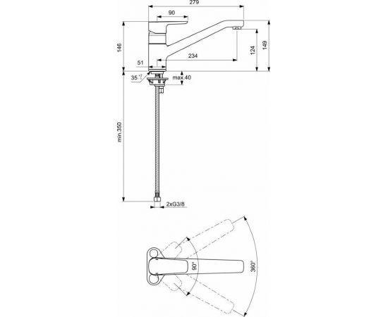 Смеситель Ideal Standard CERAPLAN III B0722AA  для кухонной мойки_, изображение 4