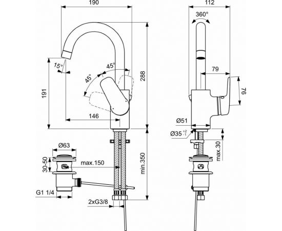 Смеситель для раковины Ideal Standard  CERAFLEX B1716AA_, изображение 3