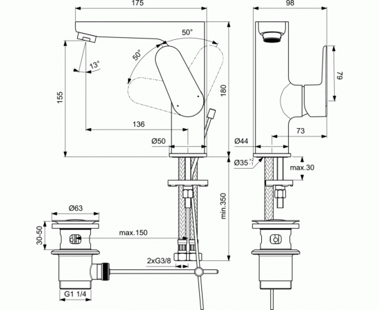 Смеситель для раковины Ideal Standard CERAFINE MODEL O BC703AA_, изображение 2