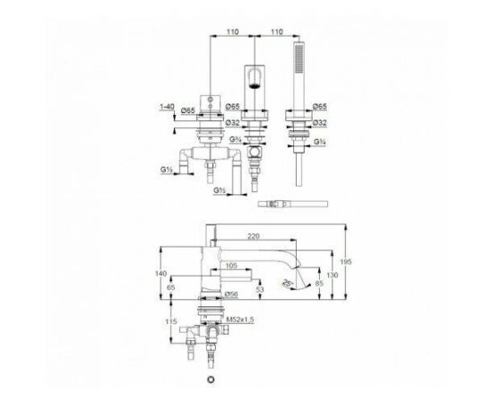 Смеситель на борт ванны Kludi Bozz DN 15 384480576, хром_, изображение 2