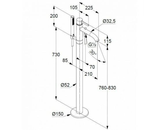 Смеситель для ванны с душем Kludi Bozz 385903976, черный_, изображение 2