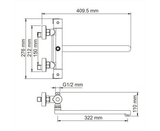 Термостатический смеситель для ванны с длинным изливом WasserKRAFT Berkel 4822L Thermo_, изображение 3