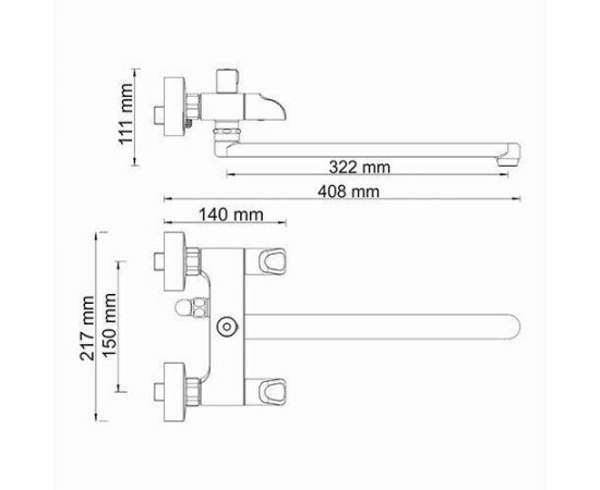 Смеситель для ванны с длинным изливом WasserKRAFT Lossa 1202L_, изображение 3