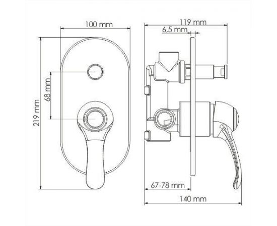 Смеситель для ванны и душа WasserKRAFT Isar 1361_, изображение 3