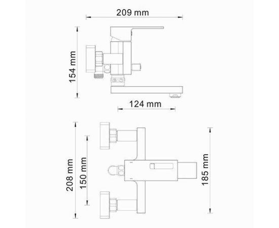 Смеситель для ванны с коротким изливом WasserKRAFT Alme 1501_, изображение 3