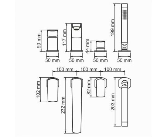 Смеситель на борт ванны, 4 отверстия WasserKRAFT Salm 2755_, изображение 3