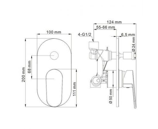 Смеситель для ванны и душа WasserKRAFT Donau 5361_, изображение 3