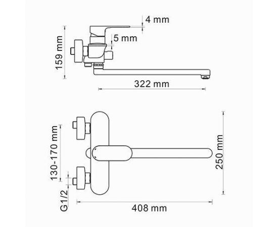 Смеситель для ванны с длинным изливом WasserKRAFT Dinkel 5802L_, изображение 3