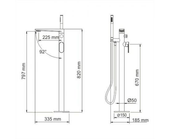 Напольный смеситель для ванны WasserKRAFT Dinkel 5821_, изображение 3