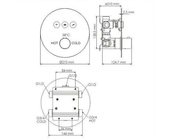 Смеситель для ванны и душа WasserKRAFT Dinkel 5844 Thermo_, изображение 3