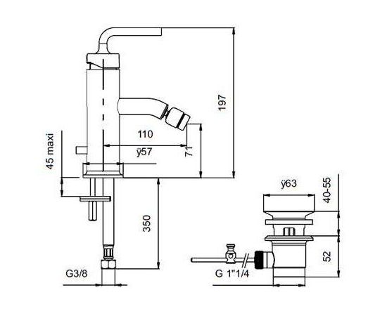 Смеситель Jacob Delafon Purist E14434-4A-CP для биде_, изображение 2