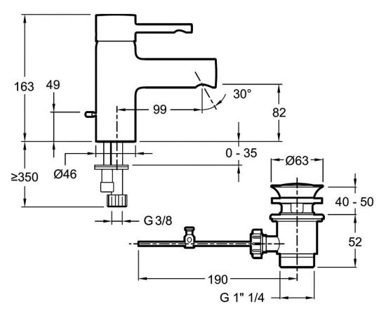 Смеситель Jacob Delafon Cuff E37041-CP для раковины_, изображение 7