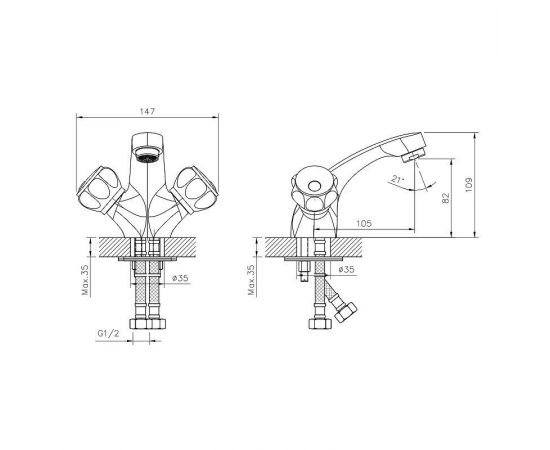 Смеситель для раковины DECOROOM DR50011R_, изображение 2