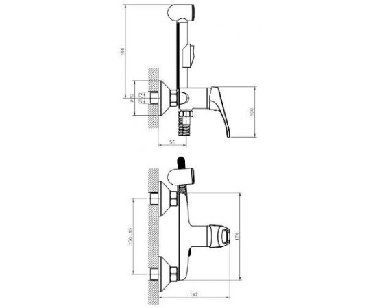 Смеситель с гигиеническим душем DECOROOM DR21058_, изображение 2