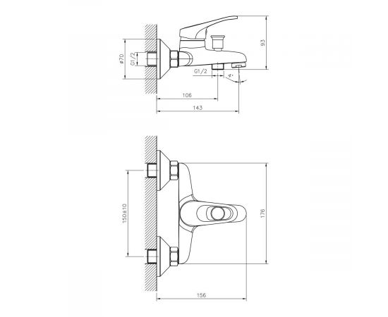 Смеситель для ванны DECOROOM DR21035_, изображение 2