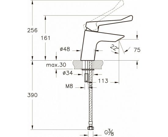 Смеситель VitrA AquaMed Solid S A42484EXP для раковины_, изображение 2