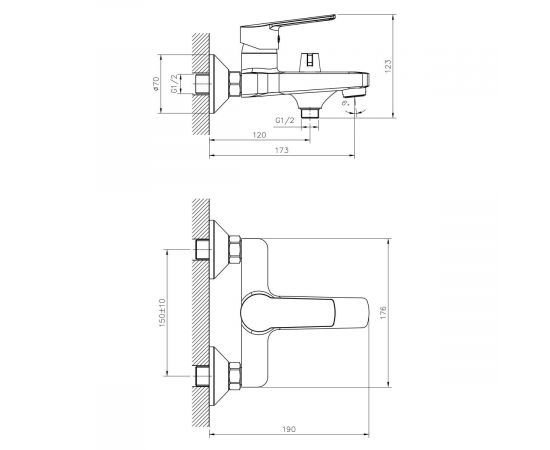 Смеситель для ванны DECOROOM DR22036_, изображение 2