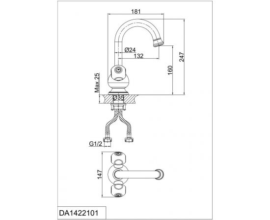 Смеситель для раковины D&K Hessen Kassel DA1422101_, изображение 2