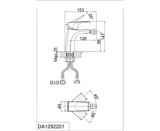 Смеситель для биде D&K Rhein Hertz DA1292201_, изображение 2