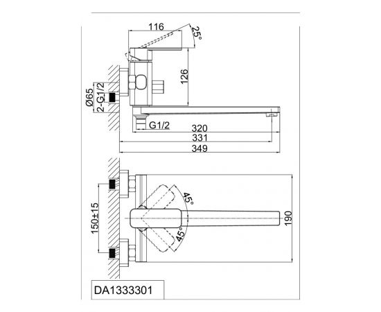 Смеситель для ванны D&K Rhein Altportel DA1333301_, изображение 2