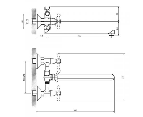 Смеситель для ванны DECOROOM DR53043_, изображение 2