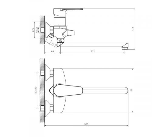 Смеситель для ванны DECOROOM DR72043_, изображение 2