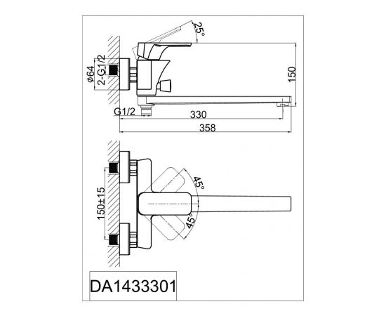 Смеситель для ванны D&K Berlin Technische DA1433315_, изображение 2