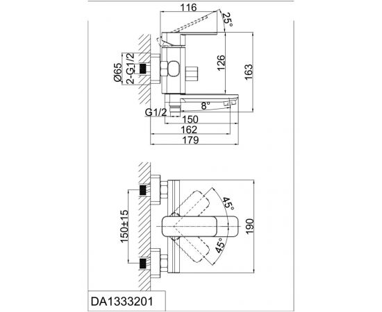 Смеситель для ванны D&K Rhein Altportel DA1333201_, изображение 2