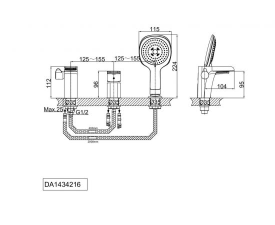 Смеситель для ванны D&K Berlin Technische DA1434215_, изображение 2