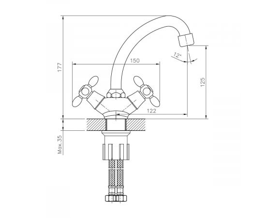 Смеситель для раковины DECOROOM DR53012_, изображение 2