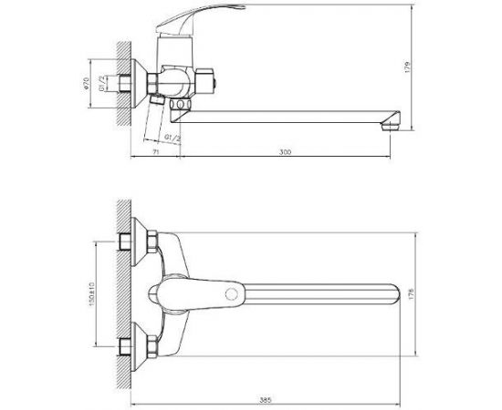 Смеситель для ванны DECOROOM DR71043_, изображение 2