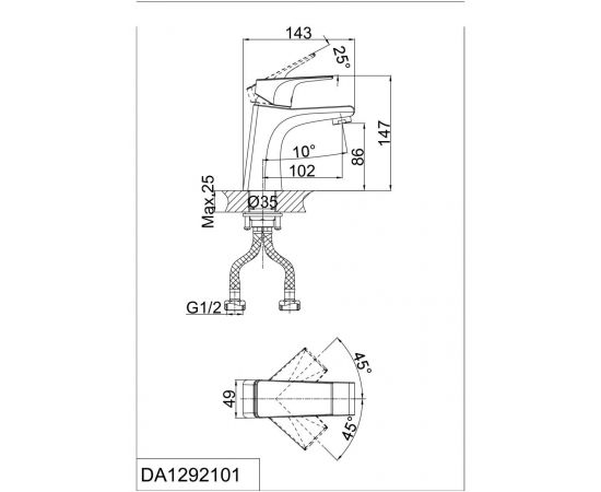 Смеситель для раковины D&K Rhein Hertz DA1292101_, изображение 2