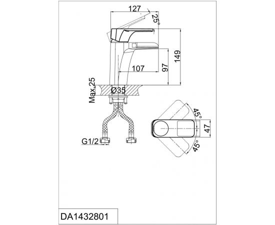 Смеситель для раковины D&K Berlin Technische DA1432815_, изображение 2