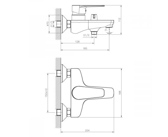 Смеситель для ванны DECOROOM DR72036_, изображение 2