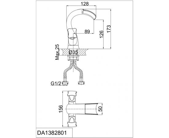 Смеситель для раковины D&K Hessen Grimm DA1382801_, изображение 2