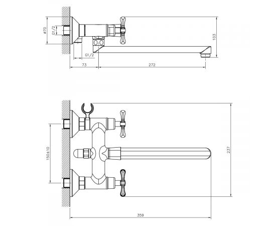 Смеситель для ванны DECOROOM DR52043_, изображение 2