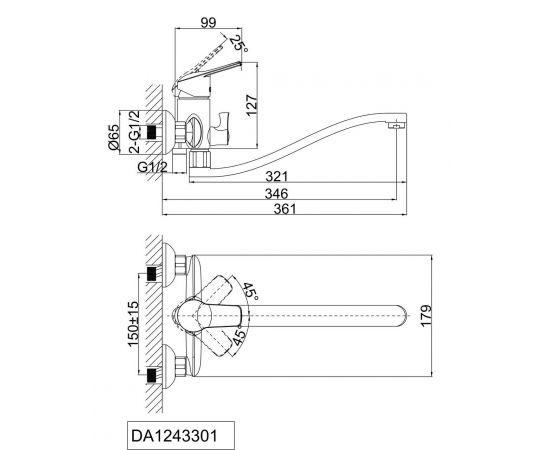 Смеситель для ванны D&K Bayern.Arbeo DA1243301_, изображение 2