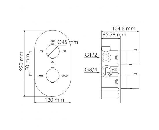 Смеситель для ванны и душа WasserKRAFT Elbe 7444 Thermo_, изображение 4