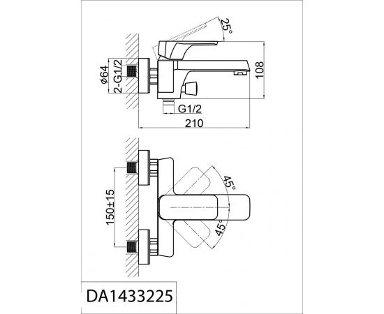 Смеситель для ванны с душем D&K Berlin.Technische короткий излив черный DA1433225_, изображение 2