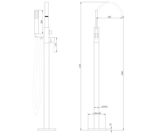 Смеситель ABBER Wasserfall AF8615B напольный, черный матовый_, изображение 6